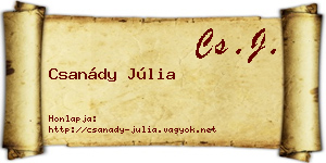 Csanády Júlia névjegykártya