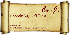 Csanády Júlia névjegykártya